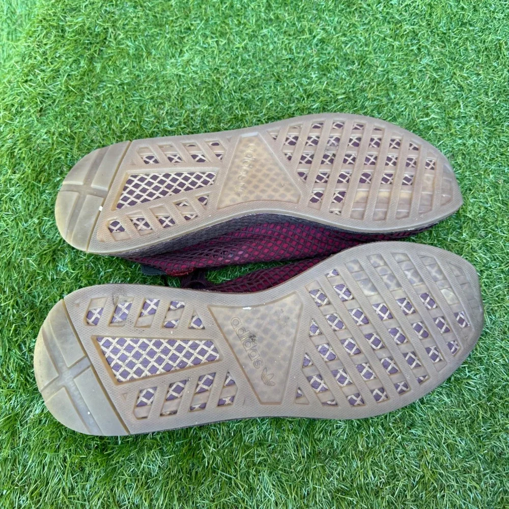 Adidas‎ Deerupt Runner Men Burgundy Mesh Athletic Lace Up Sneakers Size 14